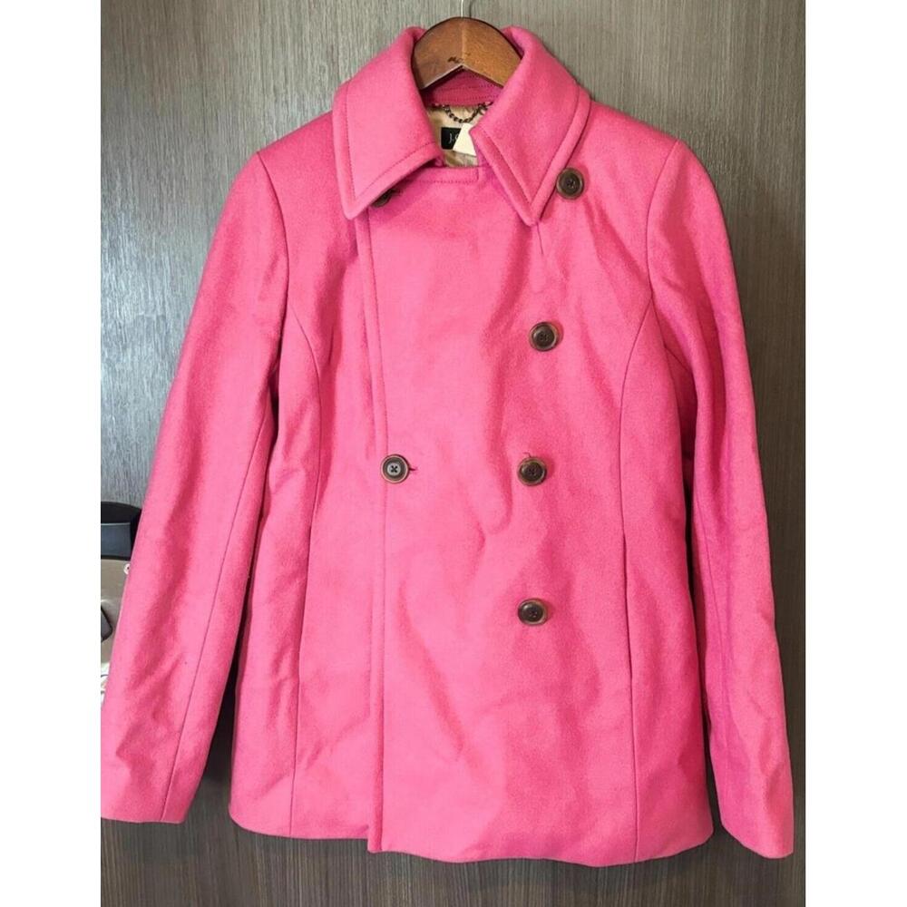 Womens Size Tall Small J crew Pea Coat breasted Wool blend lined Pink Old Money‎